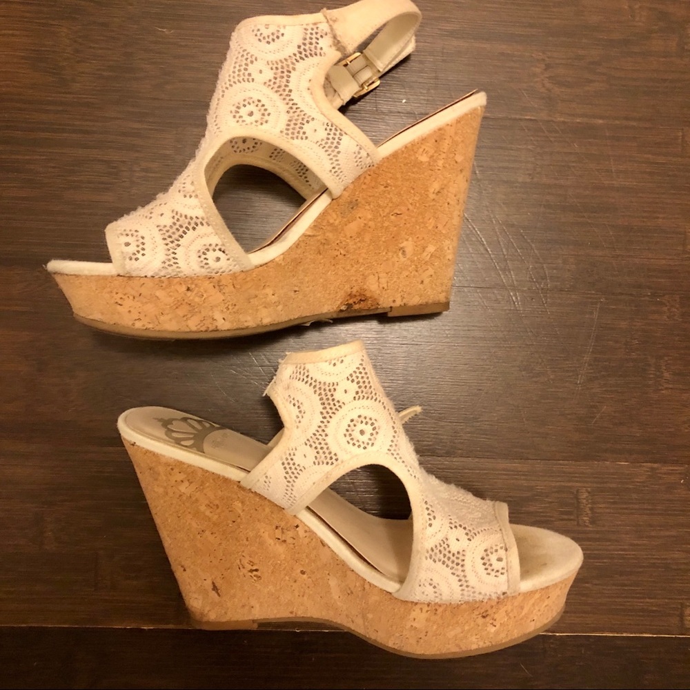 Fergalicious Off-white Lace Wedge Sandals - Picture 9 of 14